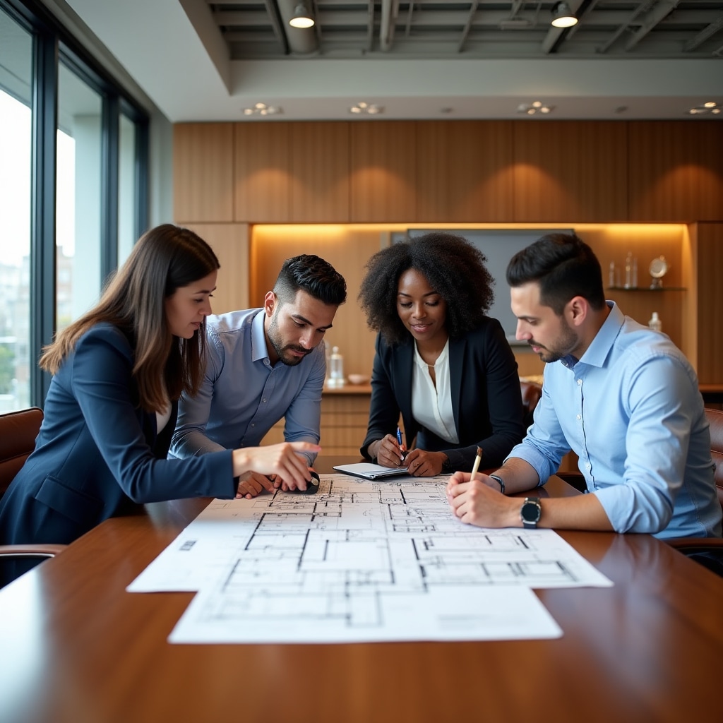 Professional team planning office relocation strategy